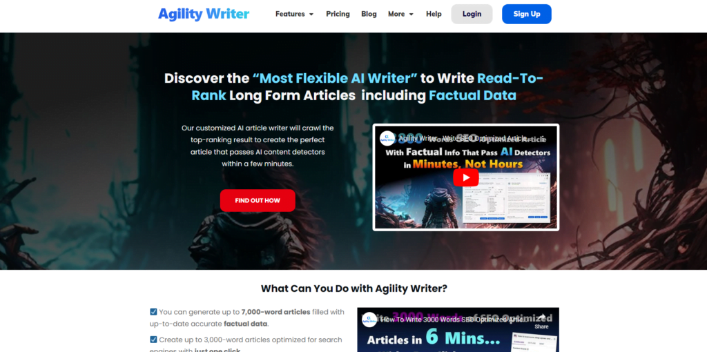 AgilityWriter.ai Homepage